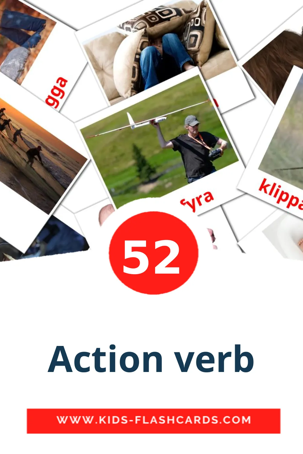 52 Cartões com Imagens de Action verb para Jardim de Infância em sueco