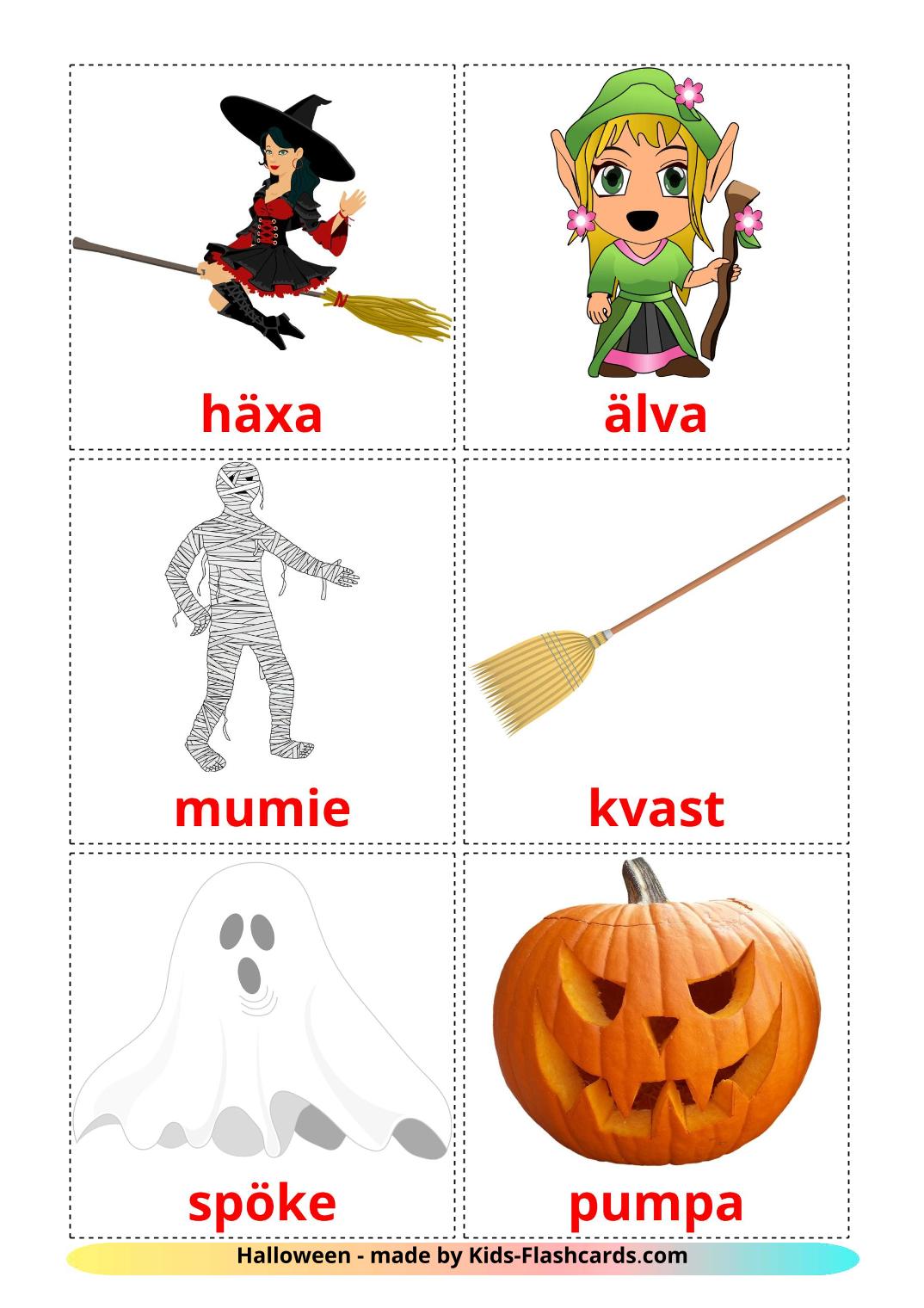 Halloween - 16 Free Printable swedish Flashcards 