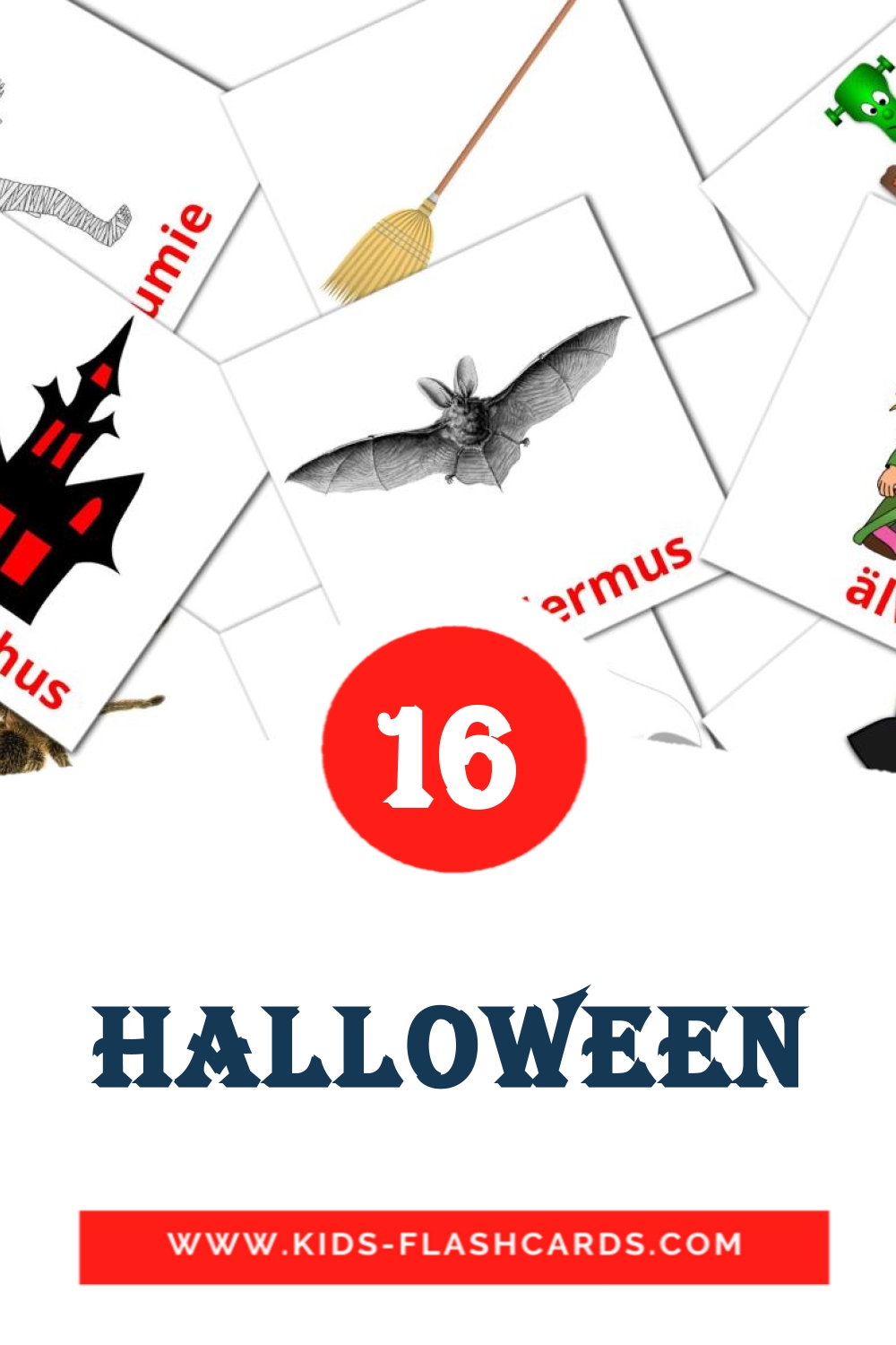 16 tarjetas didacticas de Halloween para el jardín de infancia en sueco