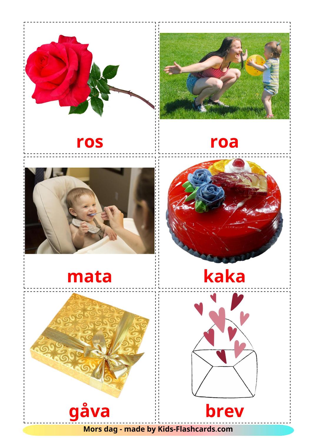 Mother's day - 25 Free Printable swedish Flashcards 