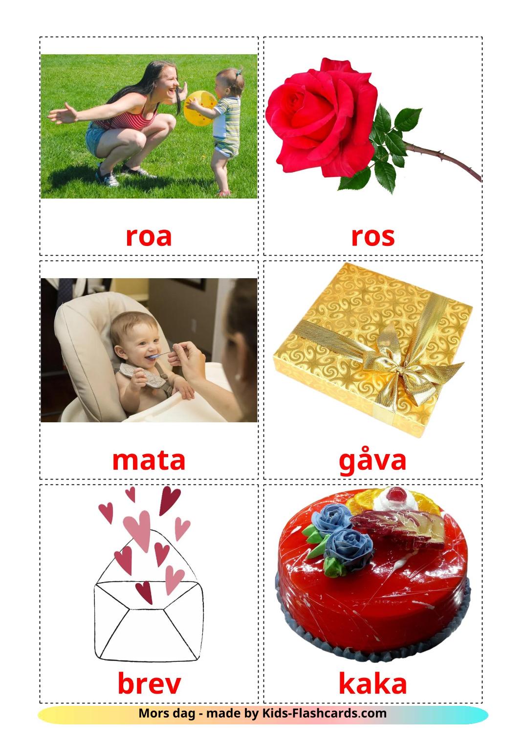 Mother's day - 25 Free Printable swedish Flashcards 