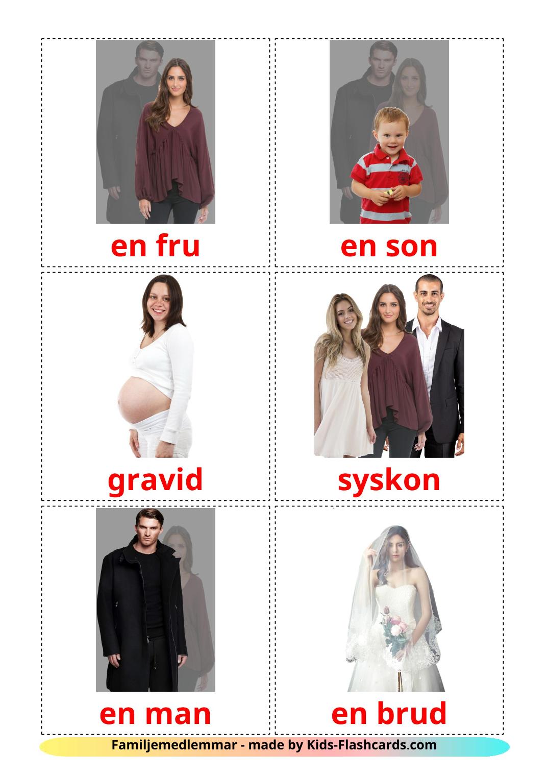 Family members - 32 Free Printable swedish Flashcards 