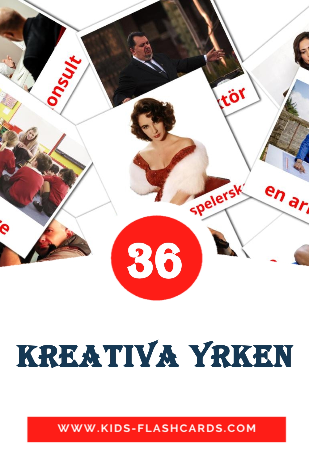 36 tarjetas didacticas de Kreativa yrken para el jardín de infancia en sueco