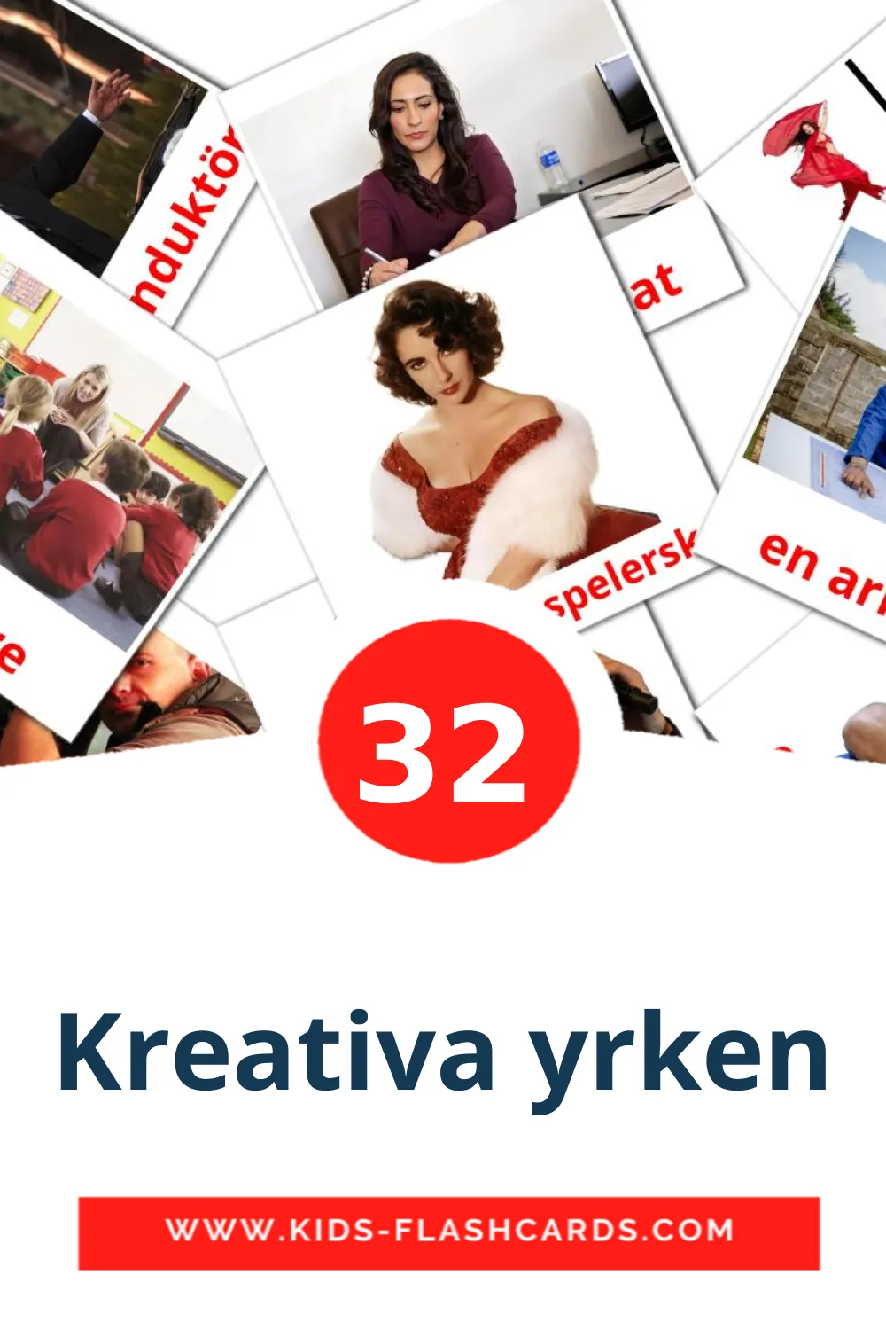 32 Kreativa yrken Picture Cards for Kindergarden in swedish