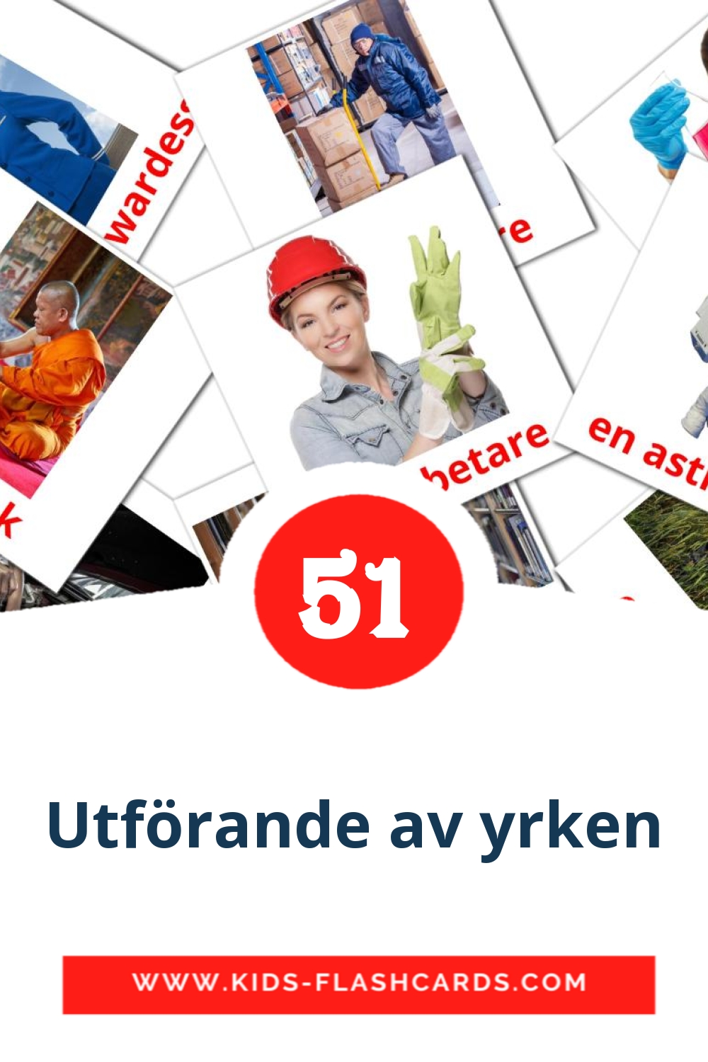 51 Utförande av yrken Picture Cards for Kindergarden in swedish