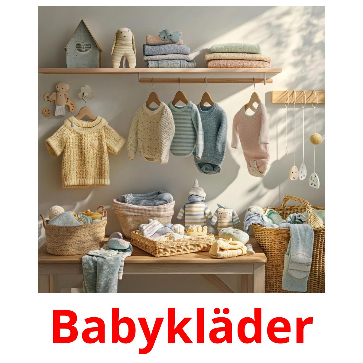 Babykläder flashcards illustrate