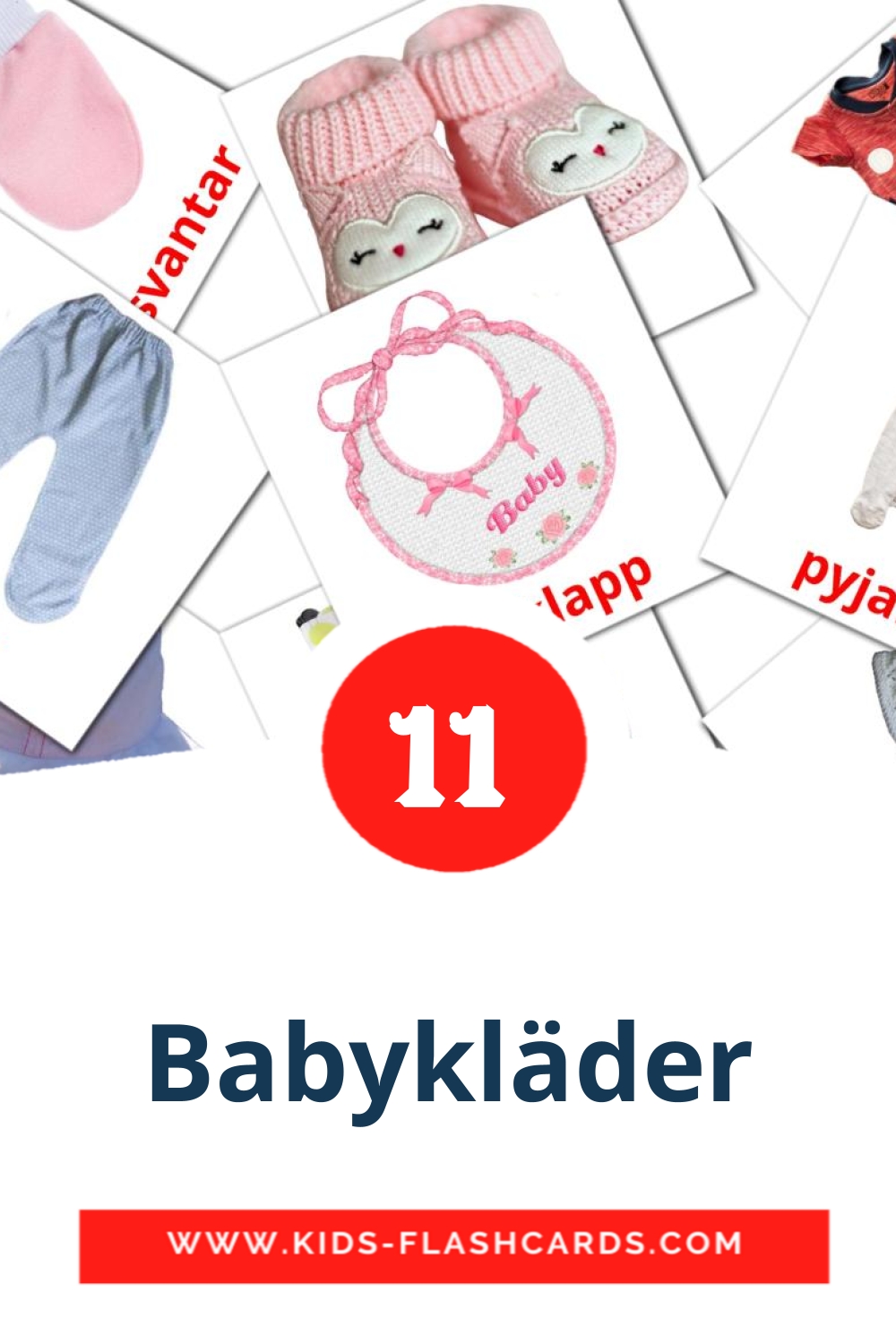 12 cartes illustrées de babykläder pour la maternelle en suédois