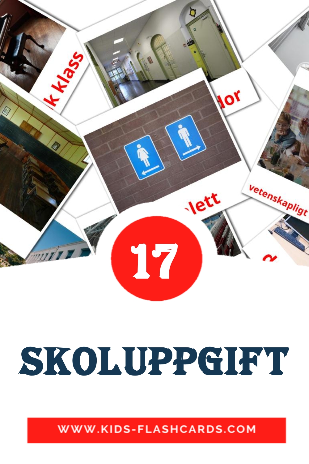 17 Cartões com Imagens de Skoluppgift para Jardim de Infância em sueco