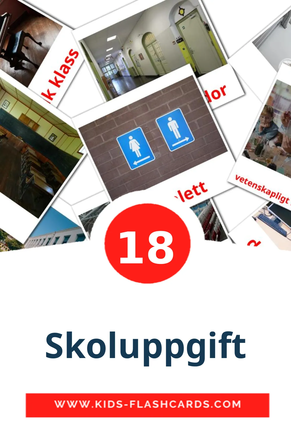 18 Skoluppgift fotokaarten voor kleuters in het zweeds