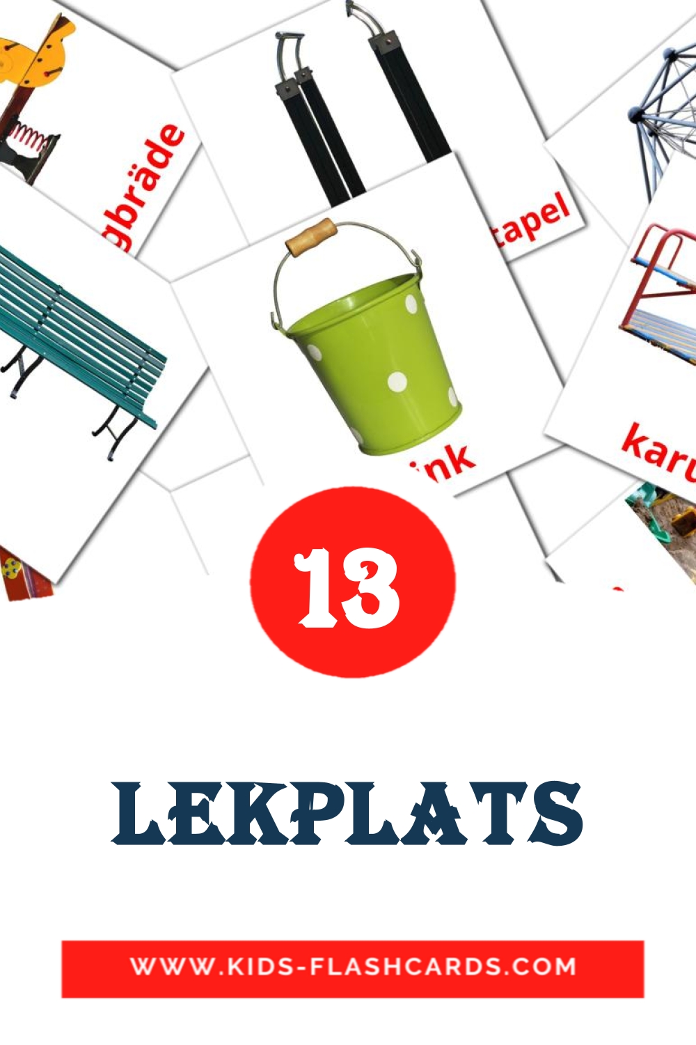 13 tarjetas didacticas de lekplats para el jardín de infancia en sueco