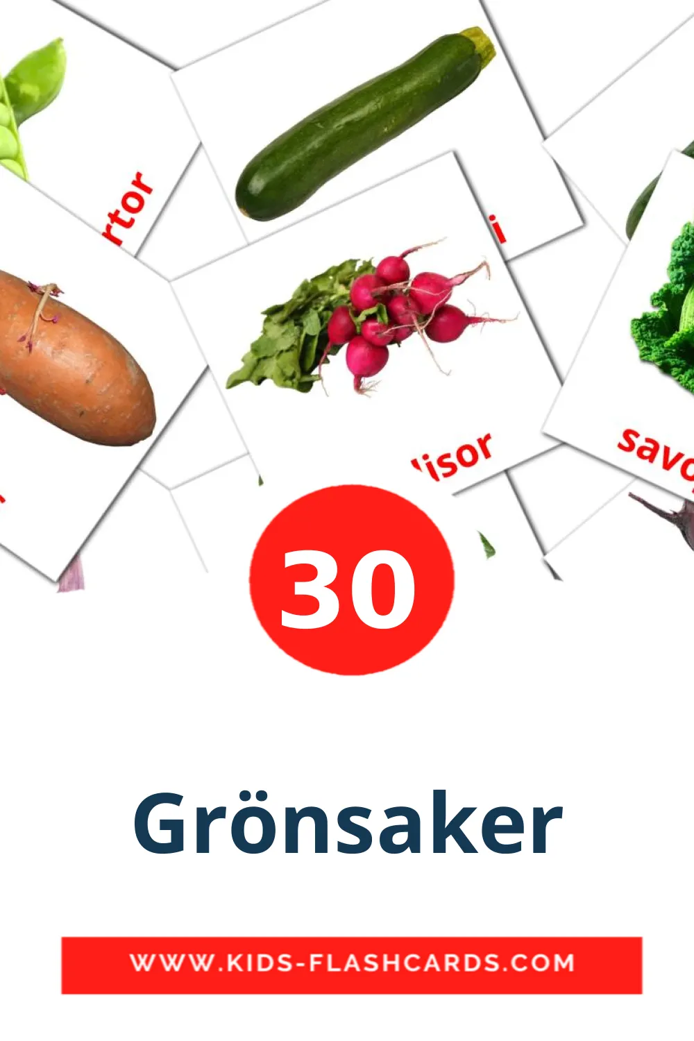 30 Grönsaker Picture Cards for Kindergarden in swedish