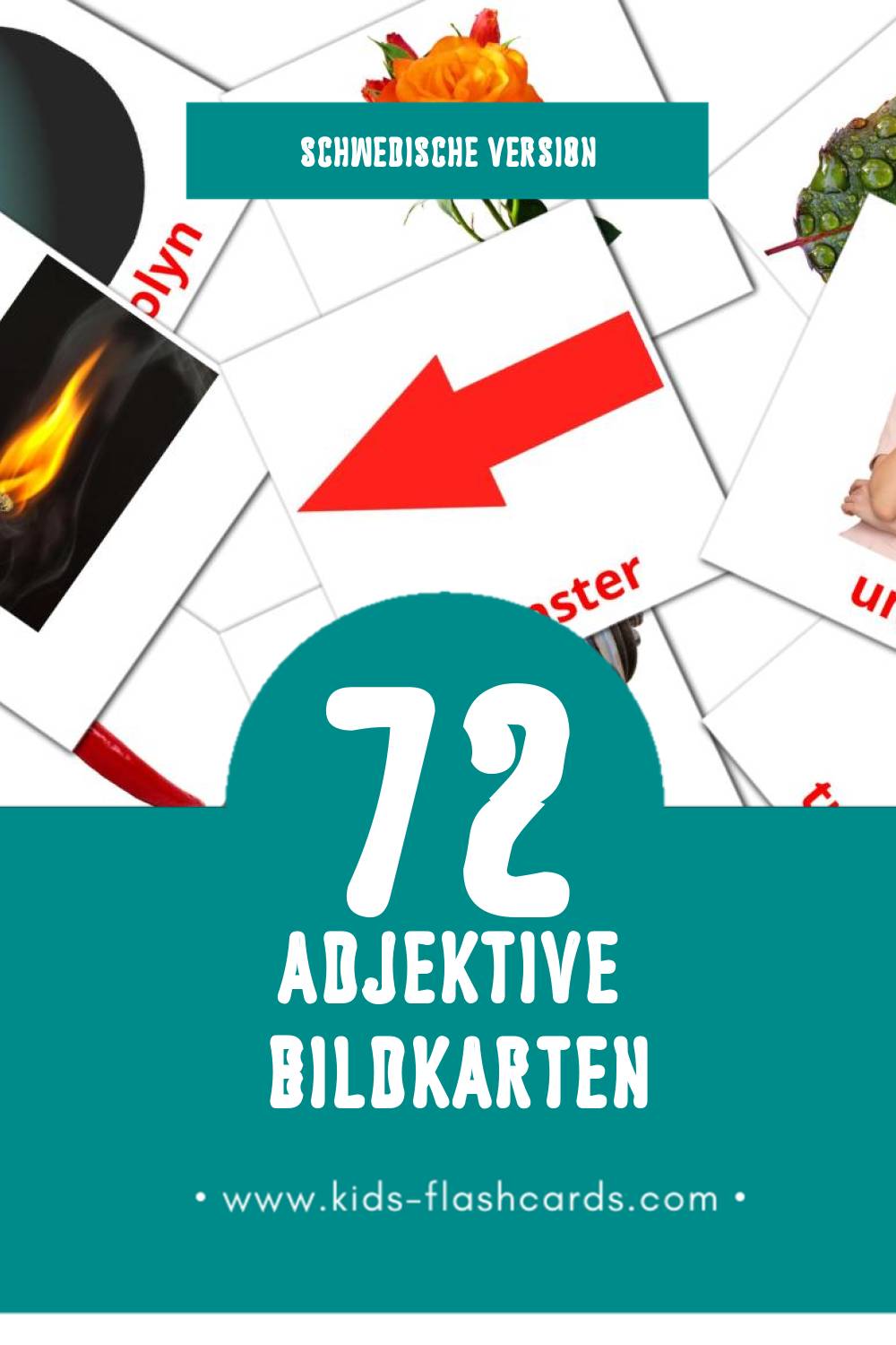 Visual Adjektiv Flashcards für Kleinkinder (72 Karten in Schwedisch)