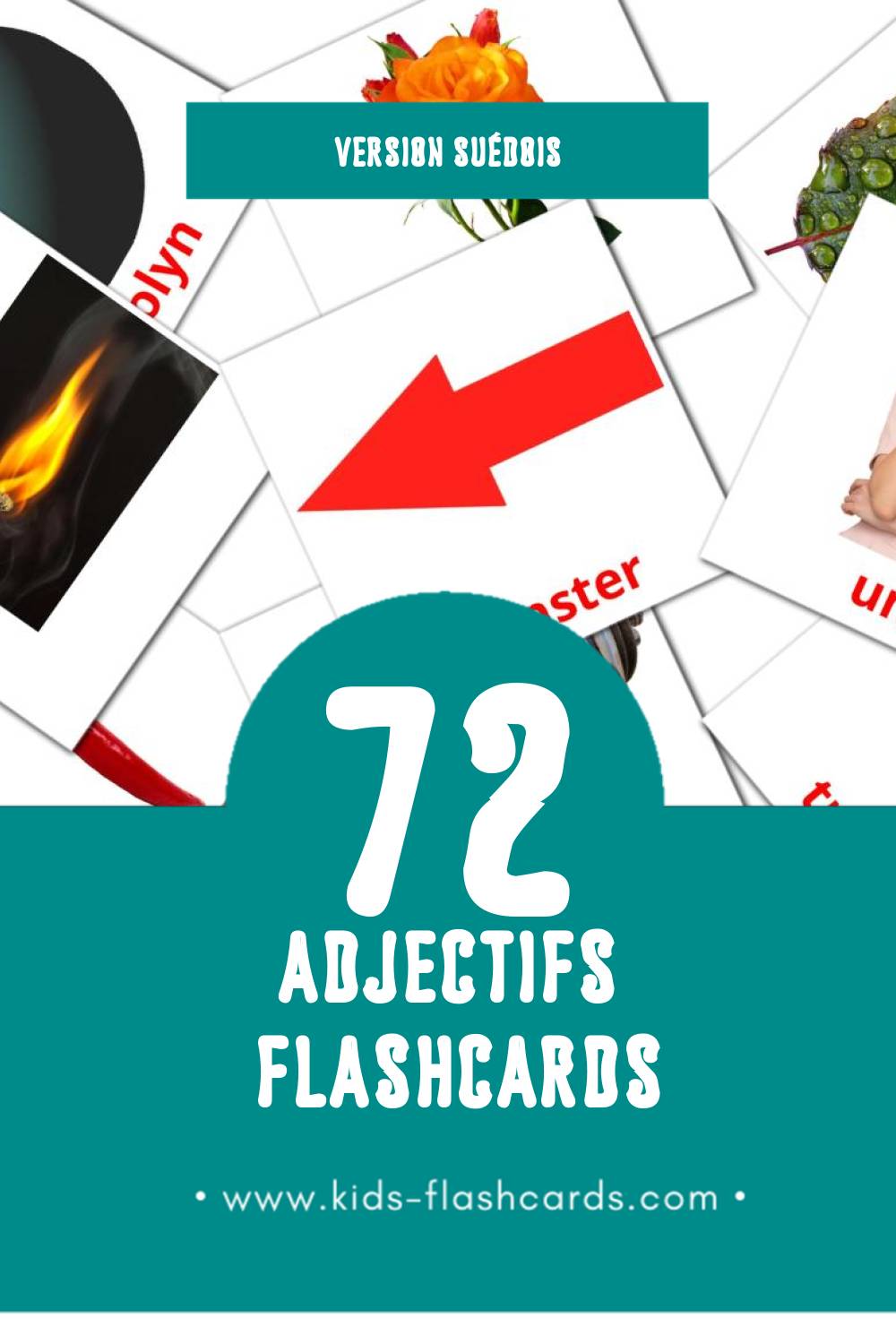 Flashcards Visual adjektiv pour les tout-petits (74 cartes en Suédois)
