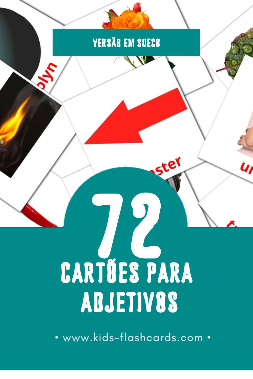 Flashcards de Adjektiv Visuais para Toddlers (72 cartões em Sueco)