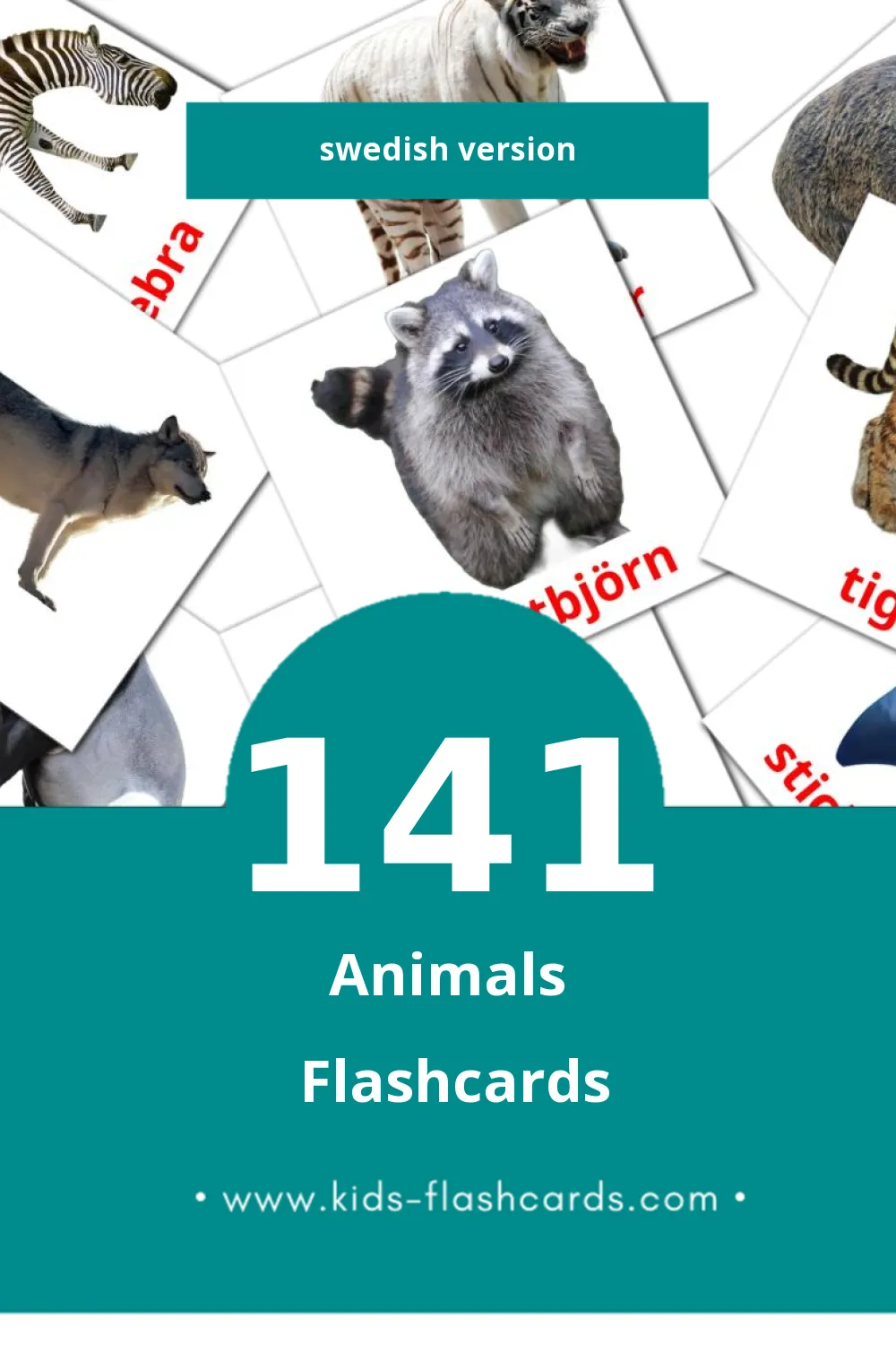 Visual Djur Flashcards for Toddlers (141 cards in Swedish)