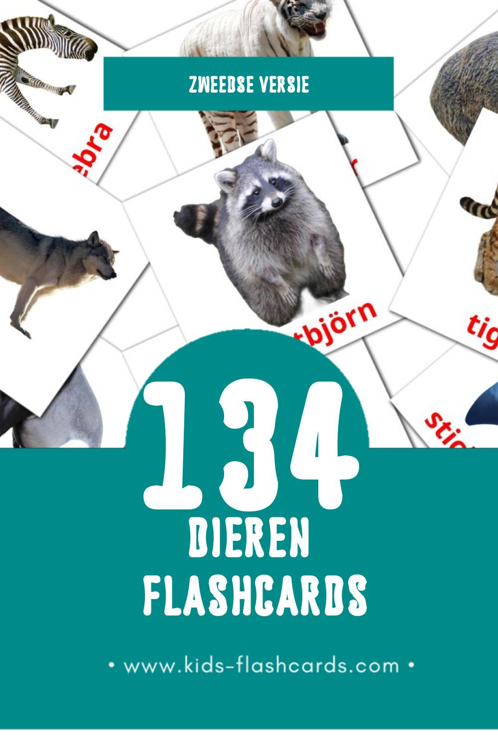 Visuele Djur Flashcards voor Kleuters (134 kaarten in het Zweeds)
