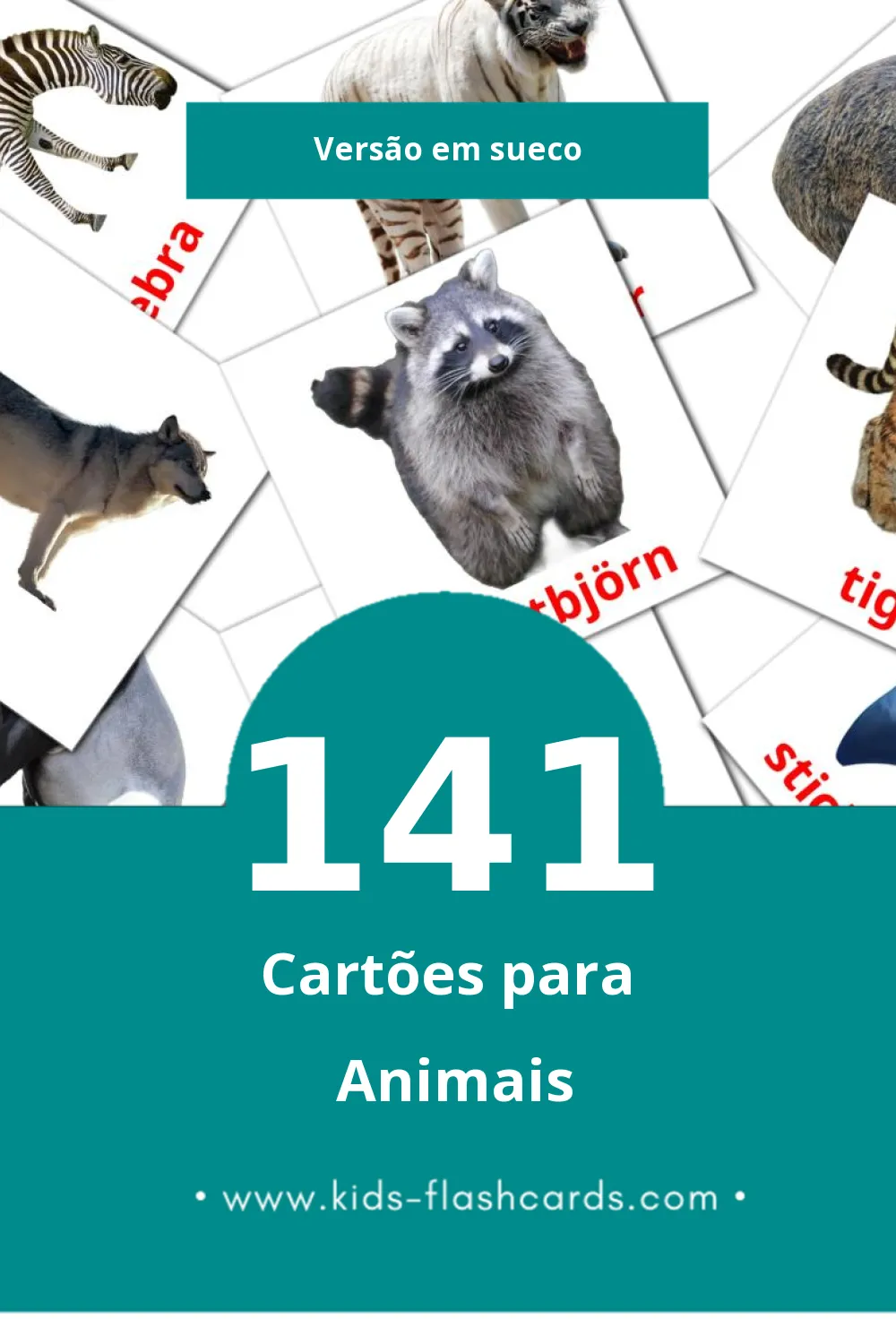 Flashcards de Djur Visuais para Toddlers (141 cartões em Sueco)