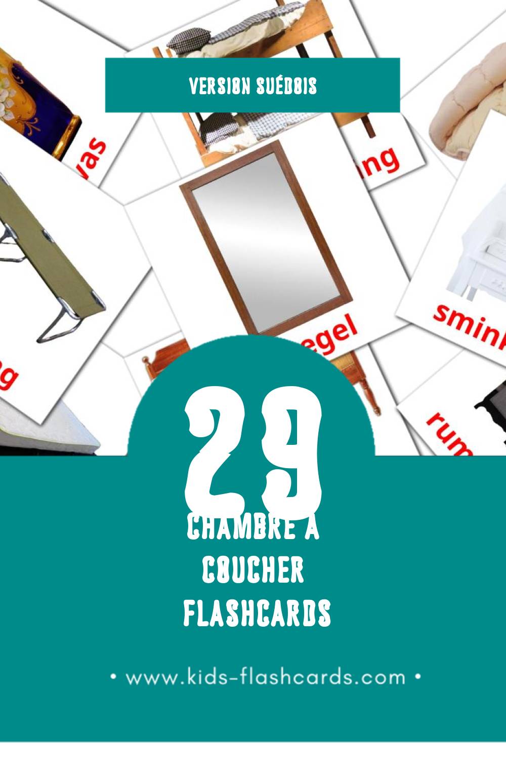 Flashcards Visual Sovrum pour les tout-petits (33 cartes en Suédois)