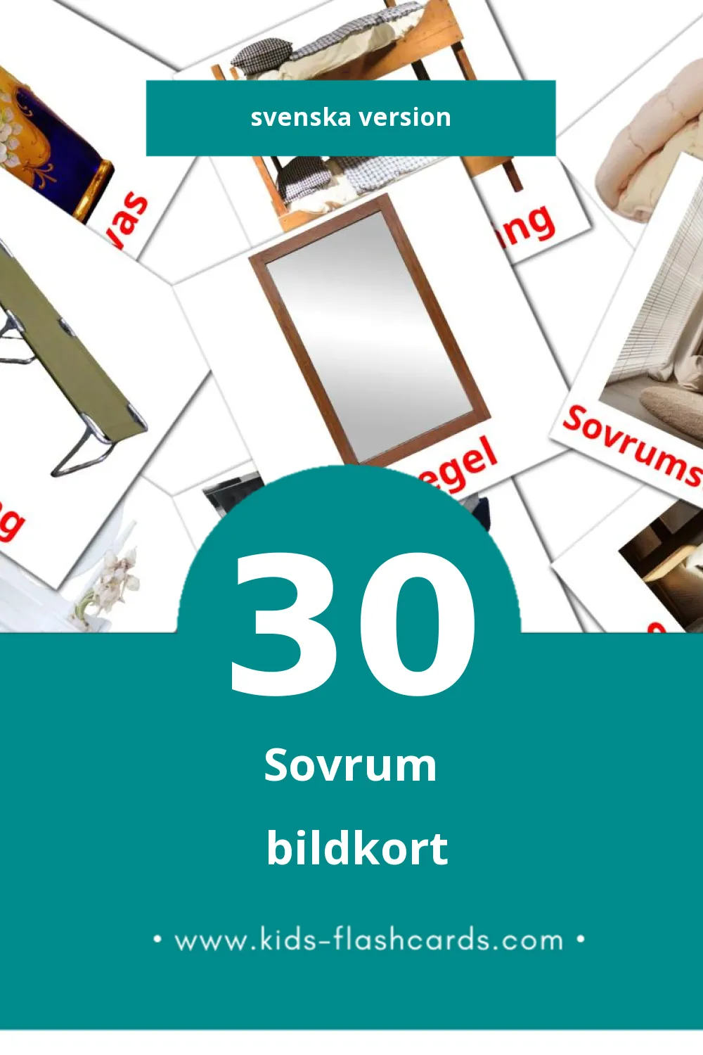Visuella Sovrum för småbarn (30 bildkort för barn på Svenska)