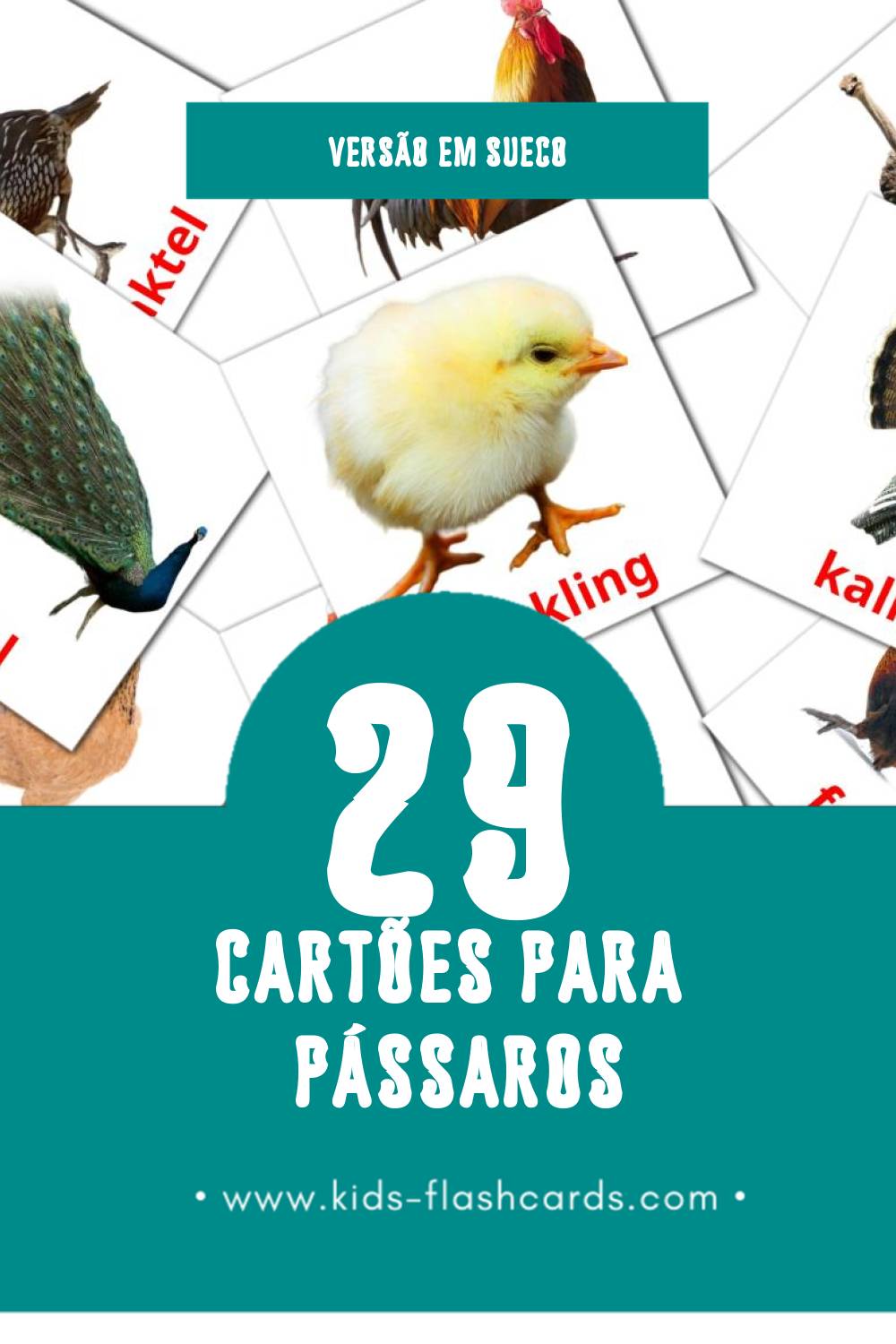 Flashcards de Fåglar Visuais para Toddlers (29 cartões em Sueco)