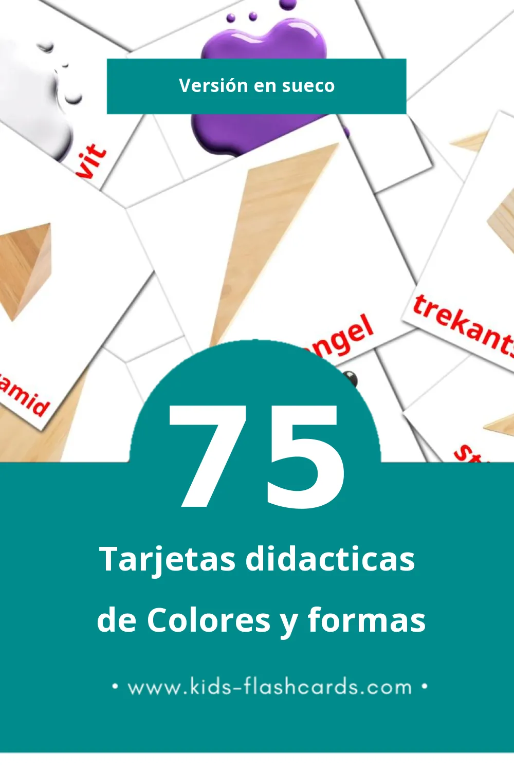 Tarjetas visuales de Färger och former para niños pequeños (75 tarjetas en Sueco)