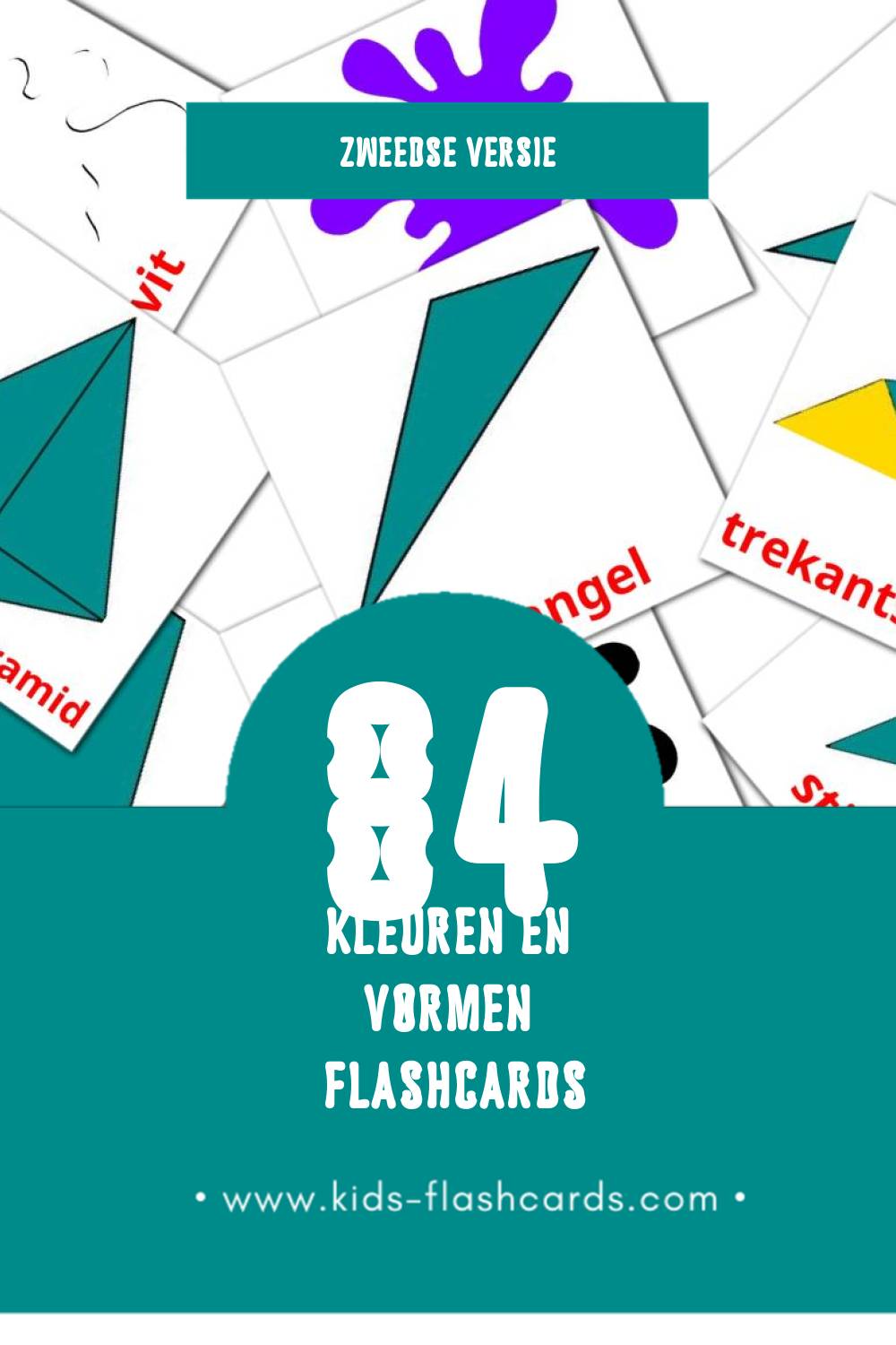 Visuele Färger och former Flashcards voor Kleuters (84 kaarten in het Zweeds)