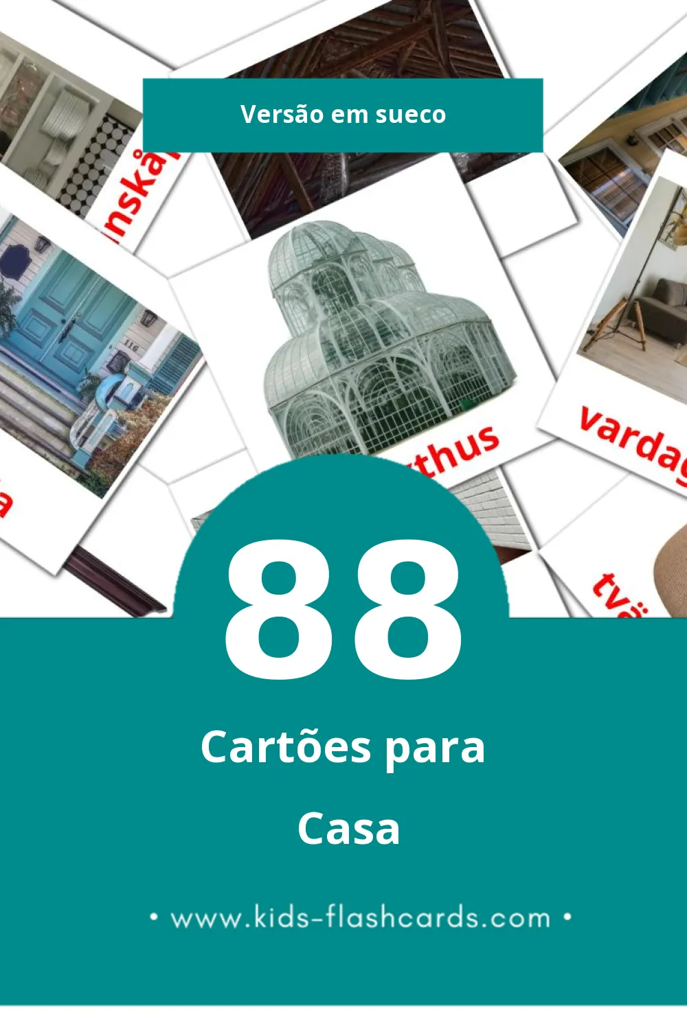 Flashcards de Hem Visuais para Toddlers (88 cartões em Sueco)