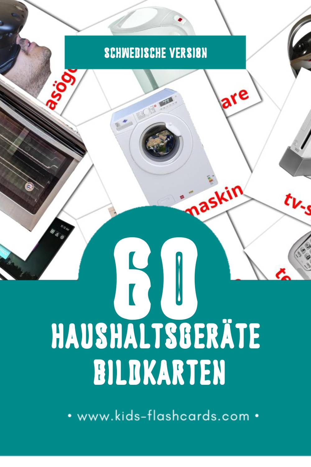 Visual Hem- och hushållsapparater Flashcards für Kleinkinder (60 Karten in Schwedisch)