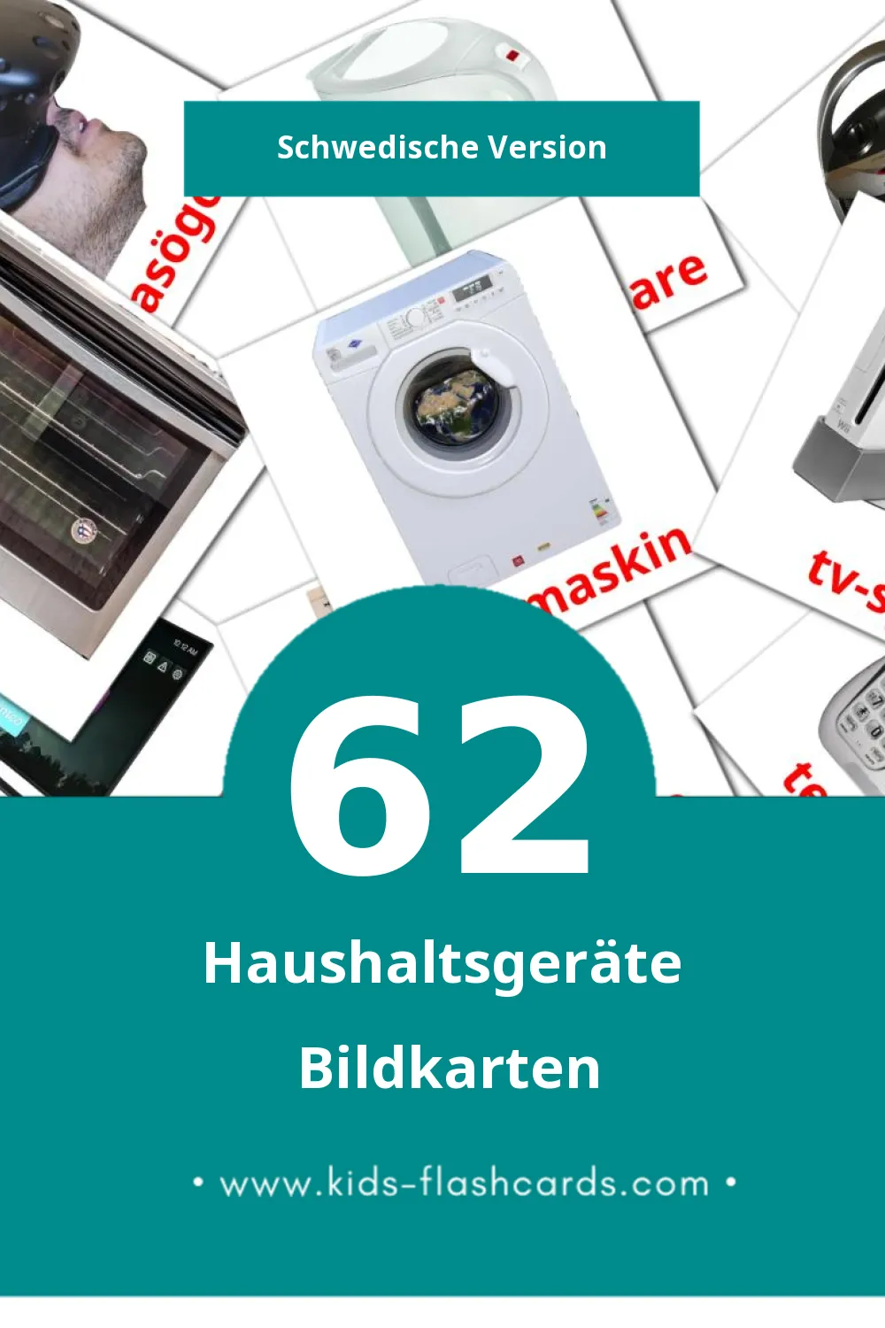 Visual Hem- och hushållsapparater Flashcards für Kleinkinder (62 Karten in Schwedisch)