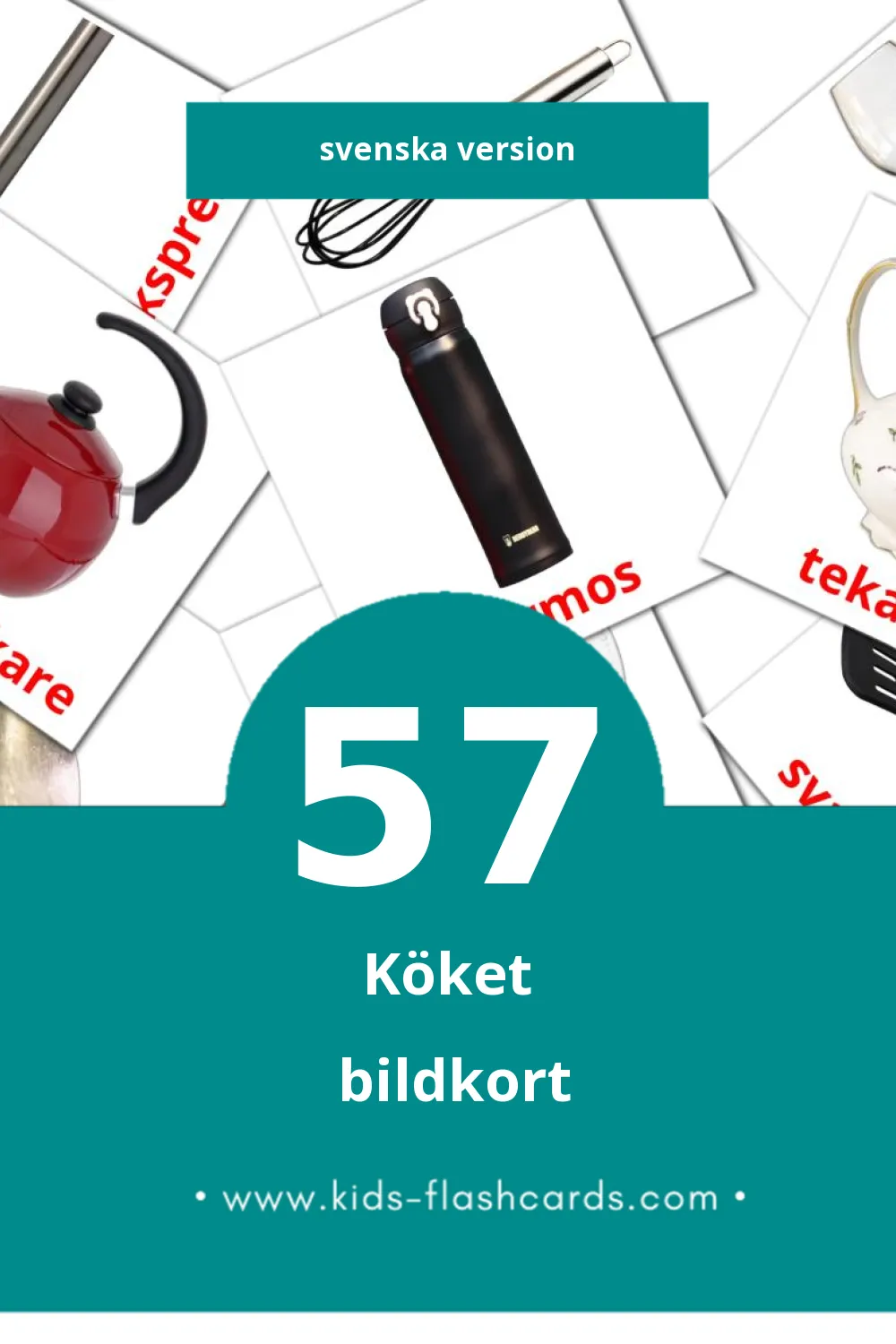 Visuella Köket för småbarn (57 bildkort för barn på Svenska)