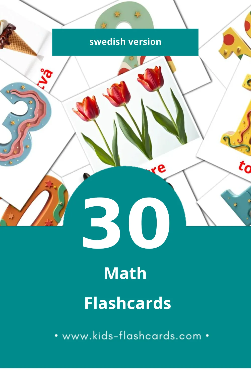 Visual Matematik Flashcards for Toddlers (30 cards in Swedish)