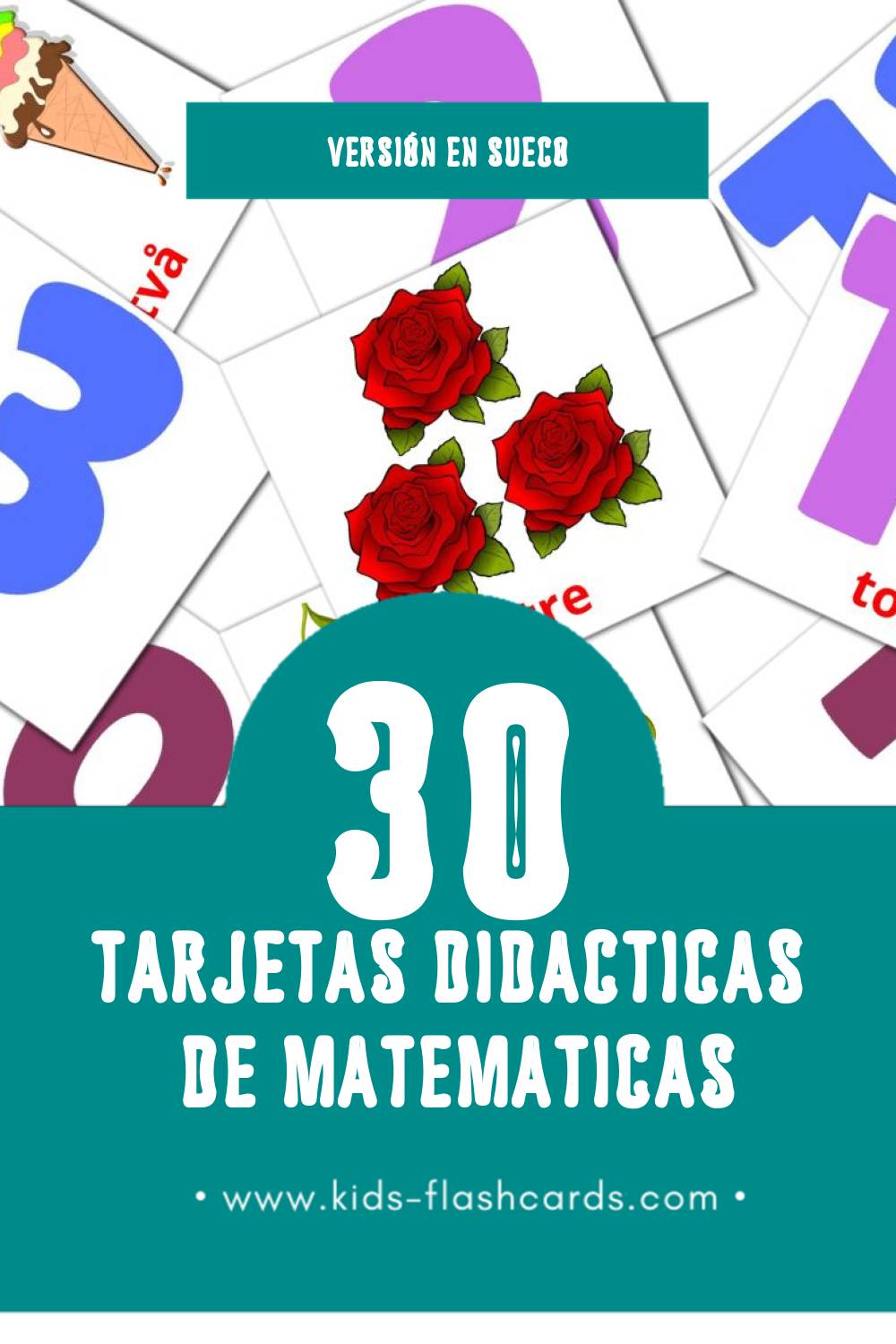 Tarjetas visuales de Matematik para niños pequeños (30 tarjetas en Sueco)