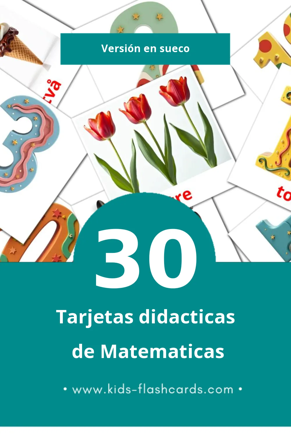 Tarjetas visuales de Matematik para niños pequeños (30 tarjetas en Sueco)