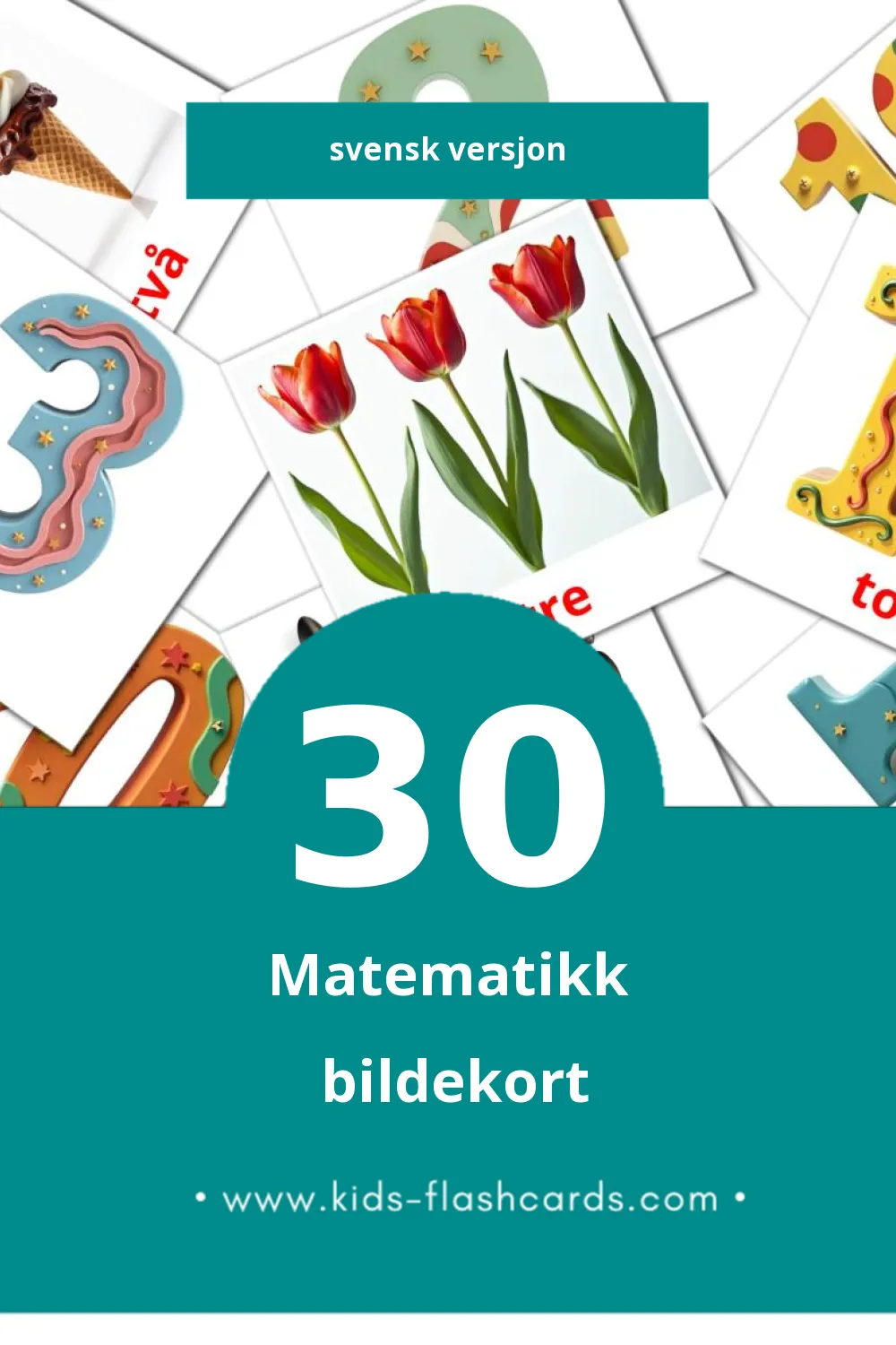 Visuelle Matematik bildekort for småbarn (30 kort på Svensk)