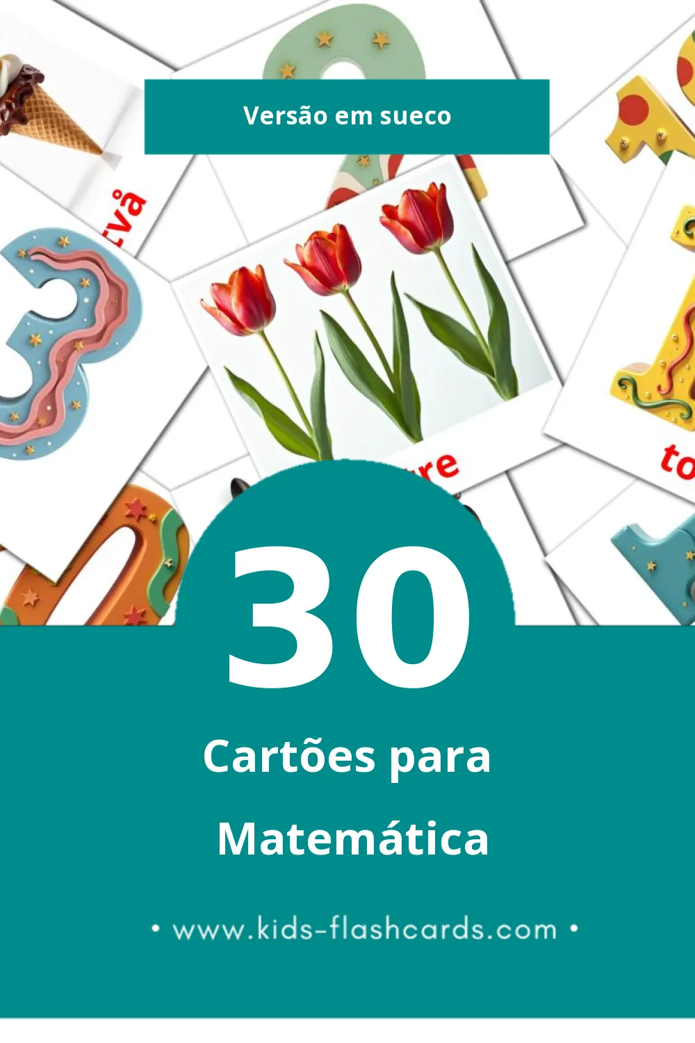 Flashcards de Matematik Visuais para Toddlers (30 cartões em Sueco)