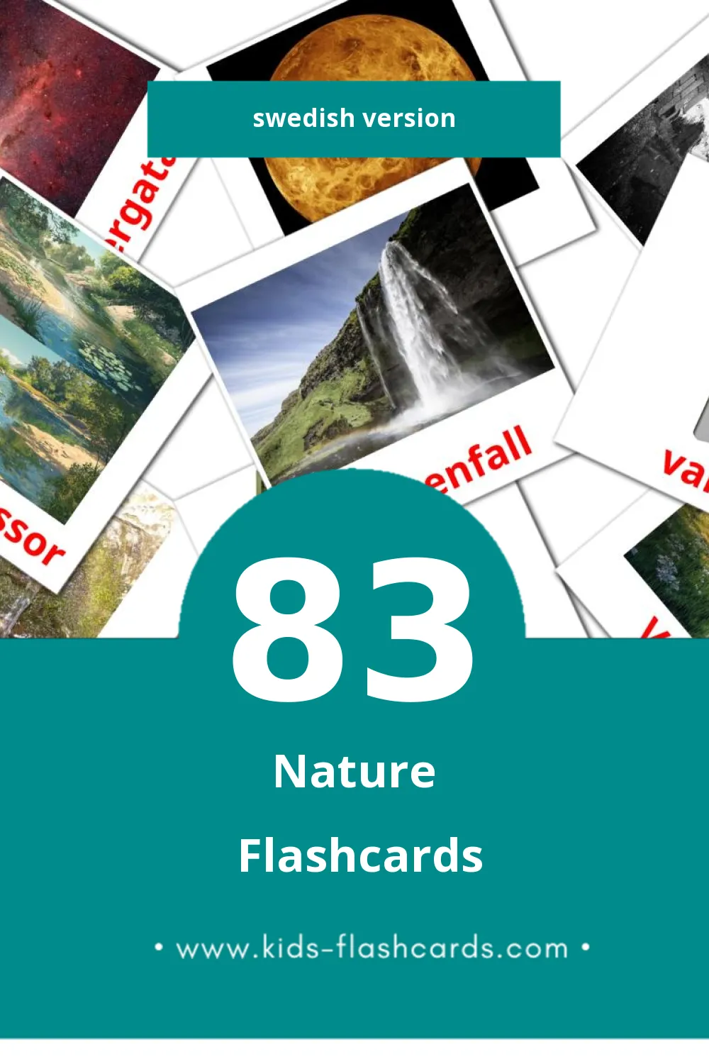 Visual Natur Flashcards for Toddlers (83 cards in Swedish)