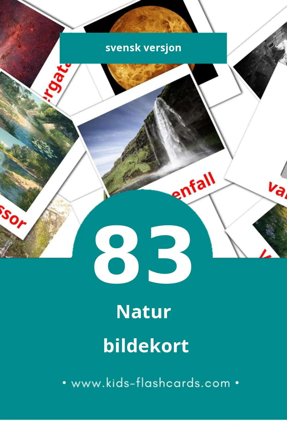 Visuelle Natur bildekort for småbarn (83 kort på Svensk)