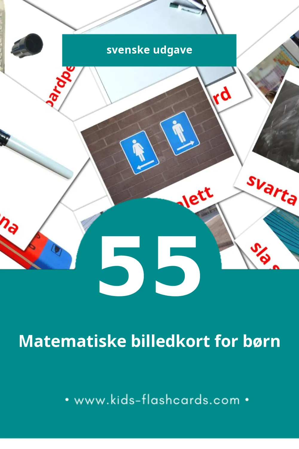 Visuelle billedkort for børn om Skola til småbørn (55 kort på Svenske)