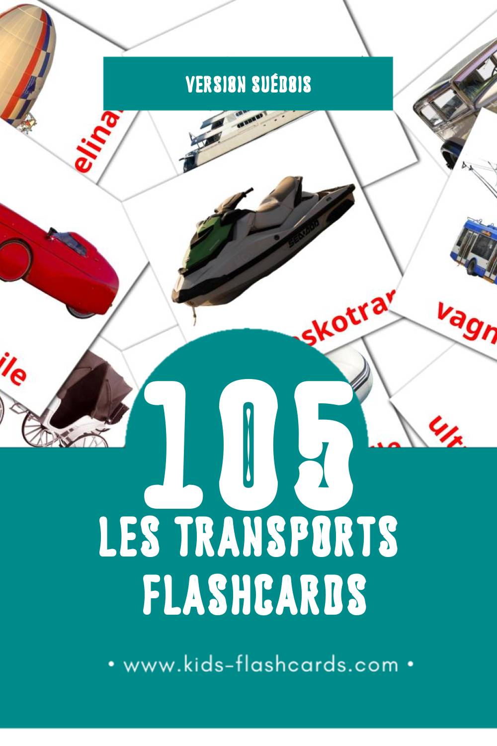 Flashcards Visual Transport pour les tout-petits (105 cartes en Suédois)