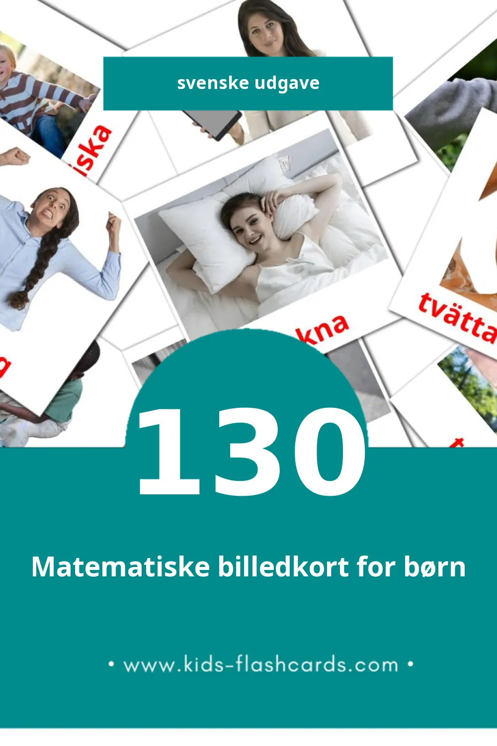 Visuelle billedkort for børn om Verb til småbørn (130 kort på Svenske)