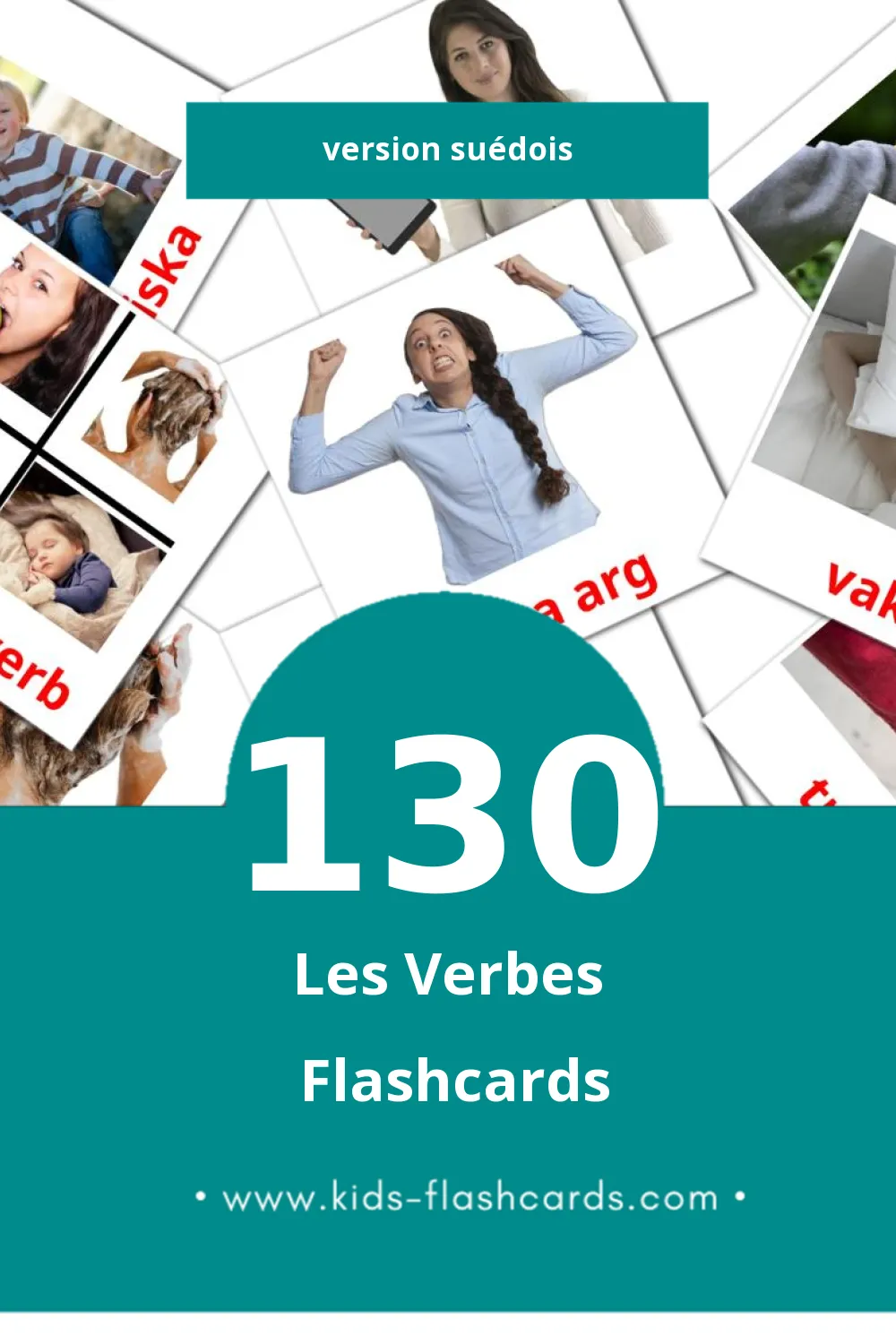 Flashcards Visual Verb pour les tout-petits (130 cartes en Suédois)