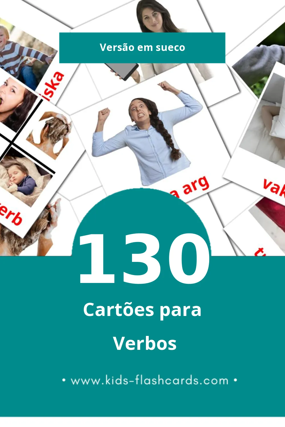 Flashcards de Verb Visuais para Toddlers (130 cartões em Sueco)