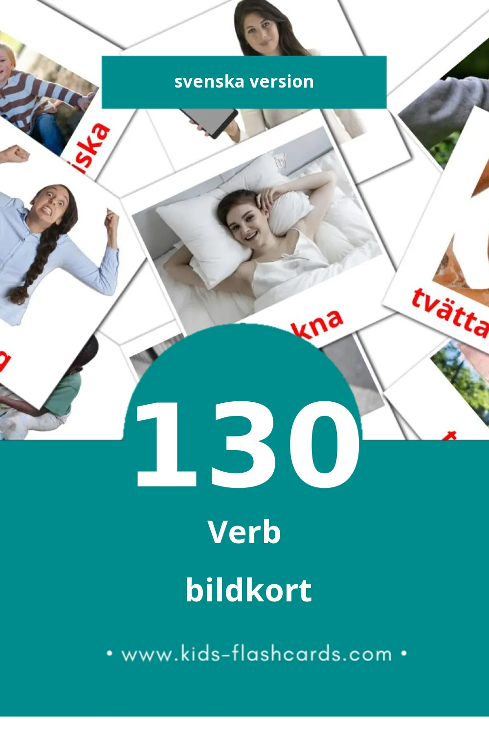 Visual Verb Flashcards for Toddlers (130 cards in Svenska)