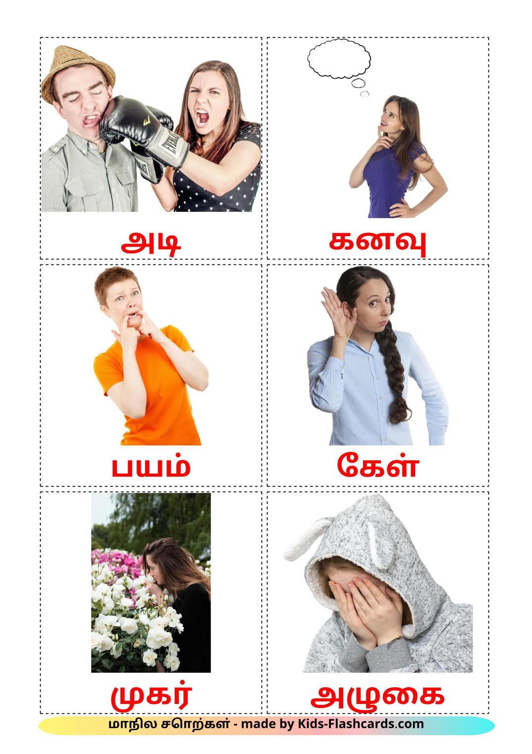 Verben Zustand - 24 kostenlose, druckbare Tamilisch Flashcards 