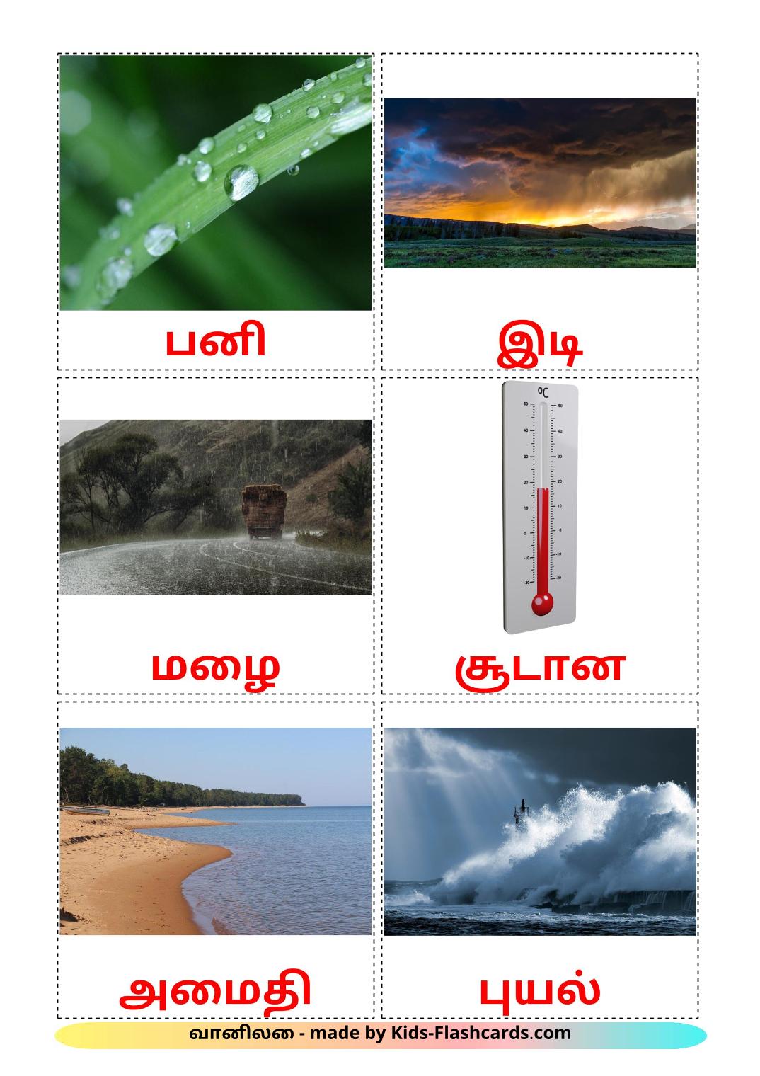 Weather - 31 Free Printable tamil Flashcards 
