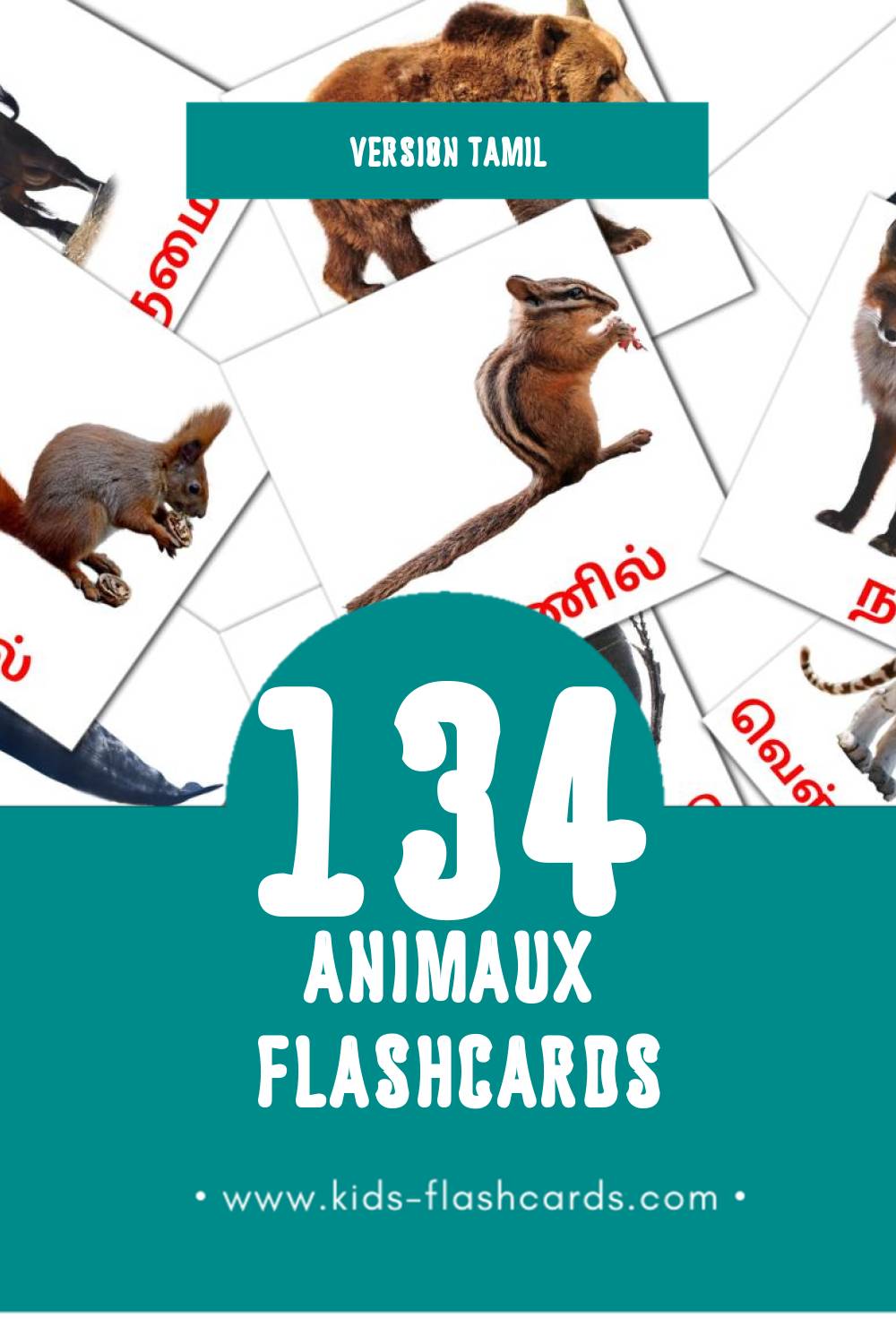 Flashcards Visual விலங்குகள் pour les tout-petits (134 cartes en Tamil)