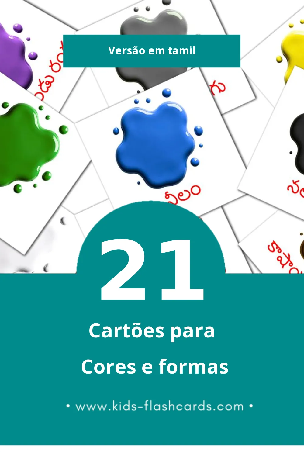 Flashcards de shapes Visuais para Toddlers (21 cartões em Tamil)