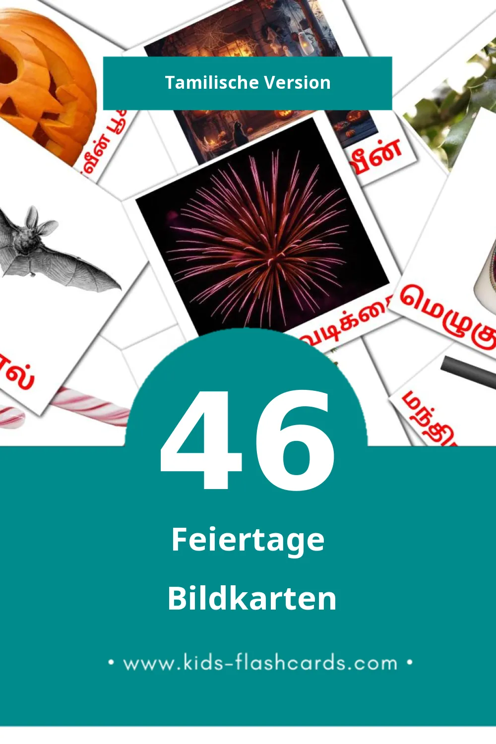 Visual விடுமுறை Flashcards für Kleinkinder (46 Karten in Tamilisch)