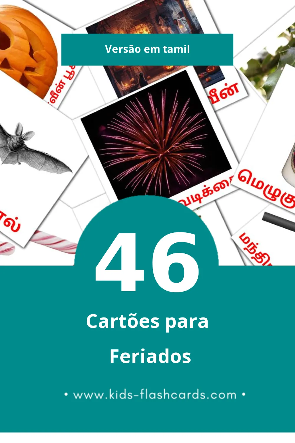 Flashcards de விடுமுறை Visuais para Toddlers (46 cartões em Tamil)