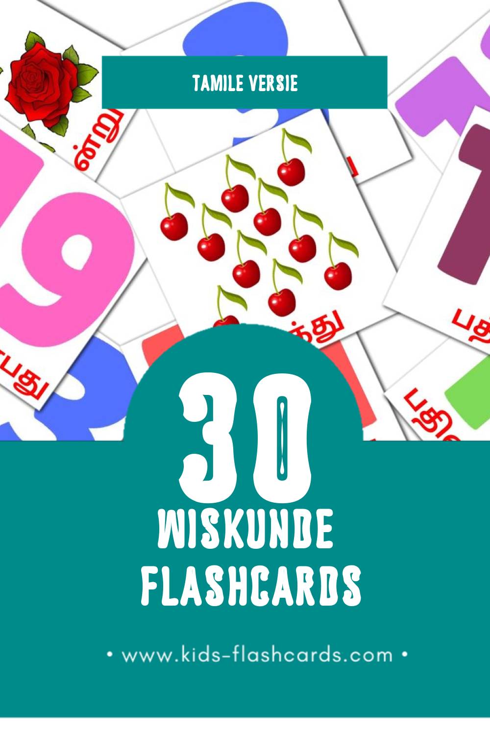 Visuele கணிதம் Flashcards voor Kleuters (30 kaarten in het Tamil)